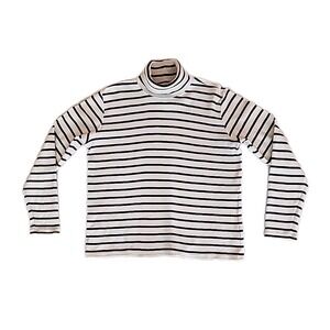 LL Bean Turtleneck Pullover Minimalist Coastal Preppy Casual Striped Womens Sz L